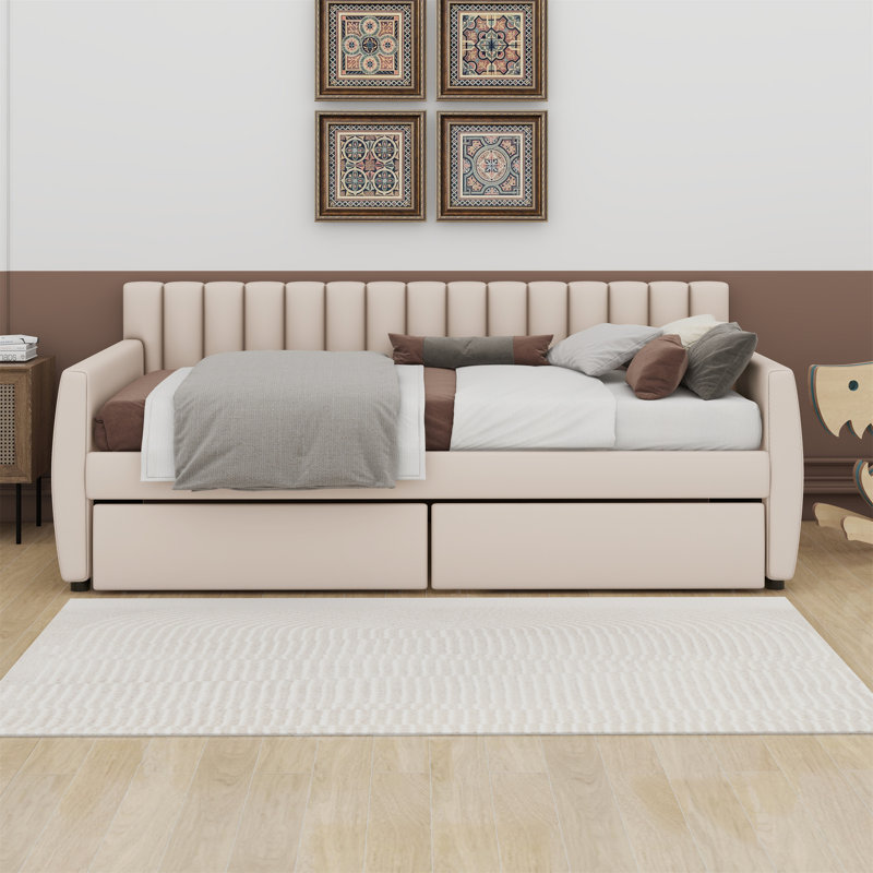 Daemian Upholstered Daybed, Beige