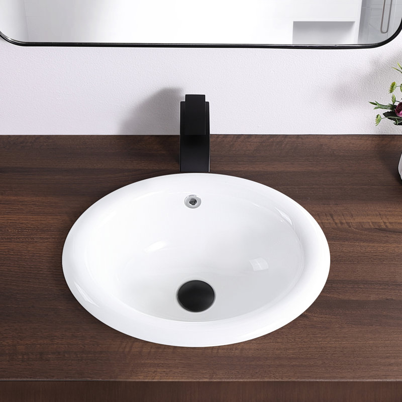  Petit lavabo encastré ovale 18 po x 12 po KARAMAG pour salle de bain compacte