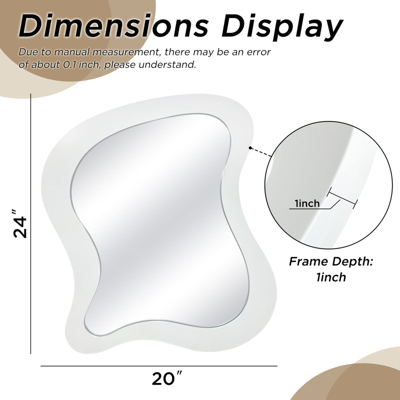 Miroir mural en bois (ensemble de 2), Blanc, H 24 po x l 20 po