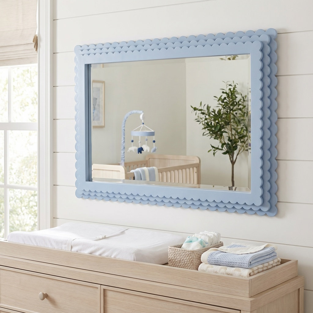 Pastel Scallop Mirror Blue, Blue