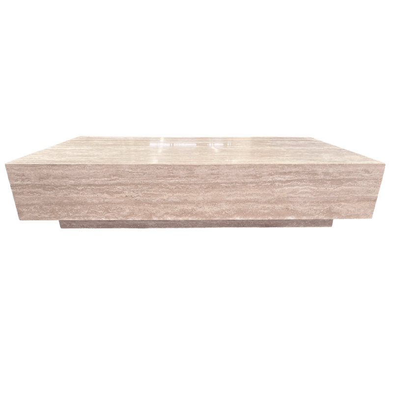Très grande table basse véritable / véritable intérieur en pierre véritable de 54 po Travertine