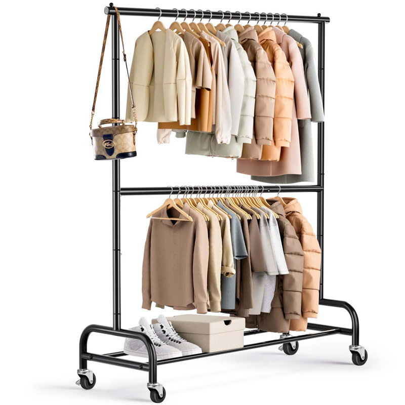Bonville 106cm Rolling Clothing Rack, Black