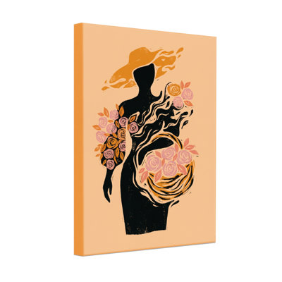 Abstract Silhouette Woman With Floral Dress And Hat