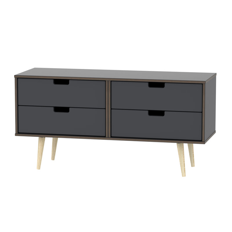 Fully Assembled Fairbury 4 Drawer Chest, Graphite/Oak