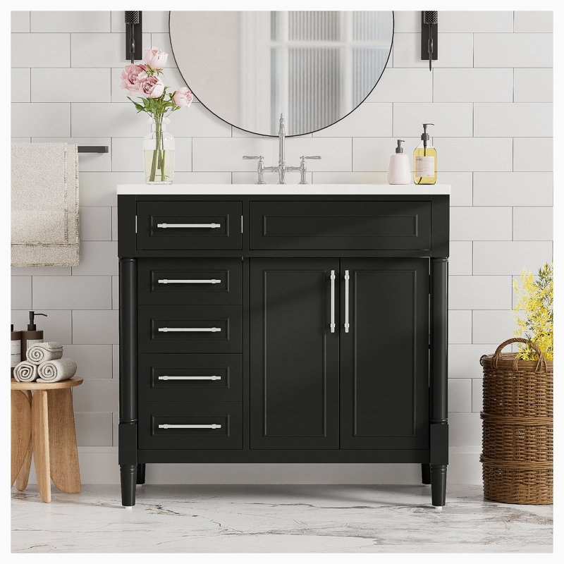 Meuble-lavabo simple 36 po avec plateau Dhananjay