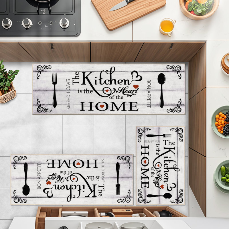 Machine Washable Non-Slip Kitchen Mat, Brown/Black