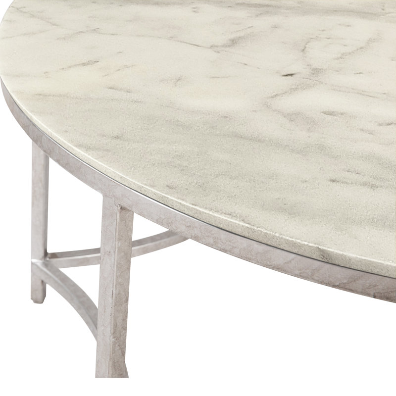 Table basse Megan Trestle 1, Marbre de Carrare, Argent royal