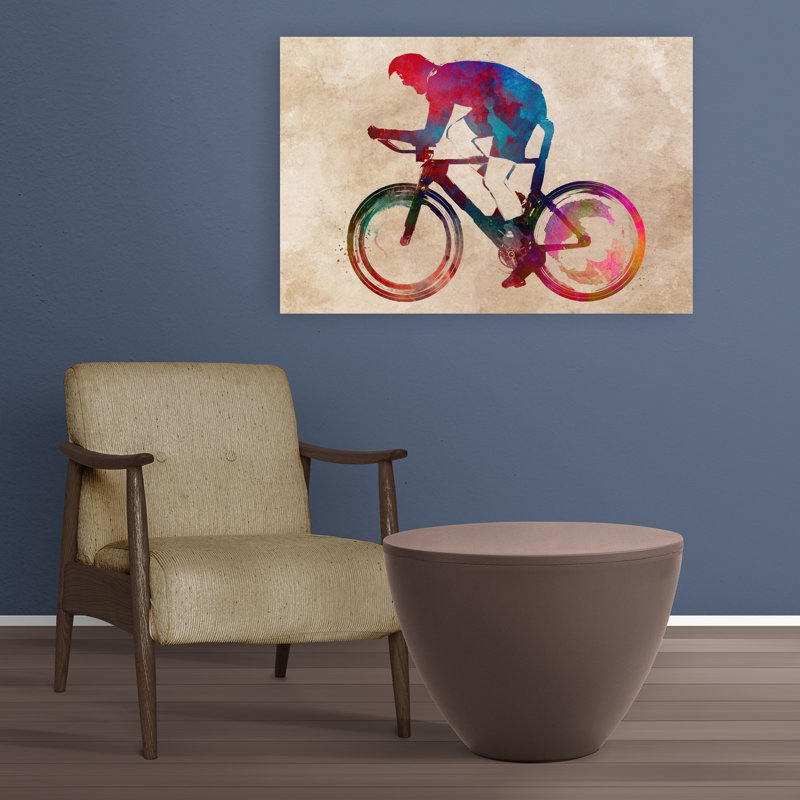 «Vibrant Cycling Racer», art mural contemporain, 24" H x 36" W