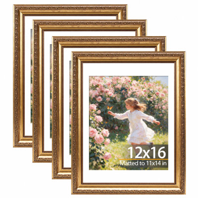Cadre photo rétro 12 x 16 avec passe-partout 11 x 14, élégant cadre rétro 12 x 16 pour affichage mural, paquet de 4