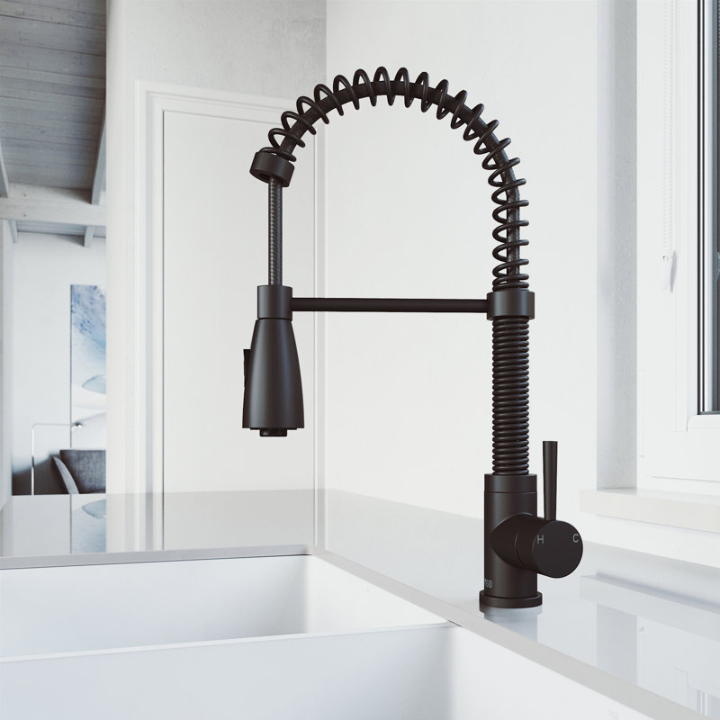Brant 19 H 1-handle Pull-Down 2-Function Sprayer Kitchen Faucet, Matte Black