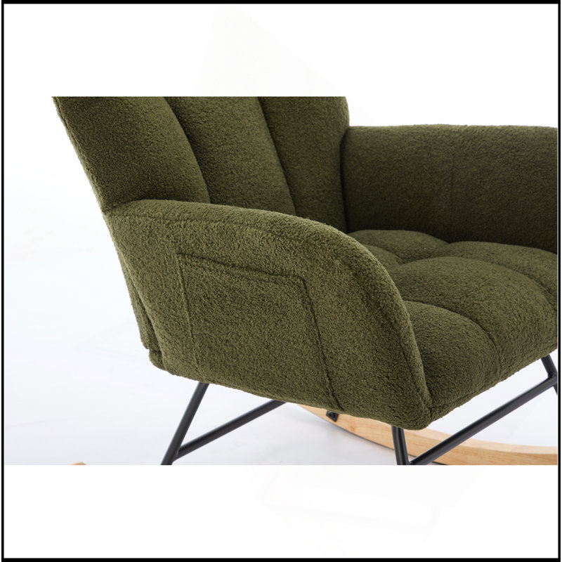 Chaise berçante moderne avec dossier haut et fauteuil à bascule, Vert foncé