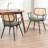 Modern Upholstered Faux Leather Rattan Back Dining Chairs-1804957499