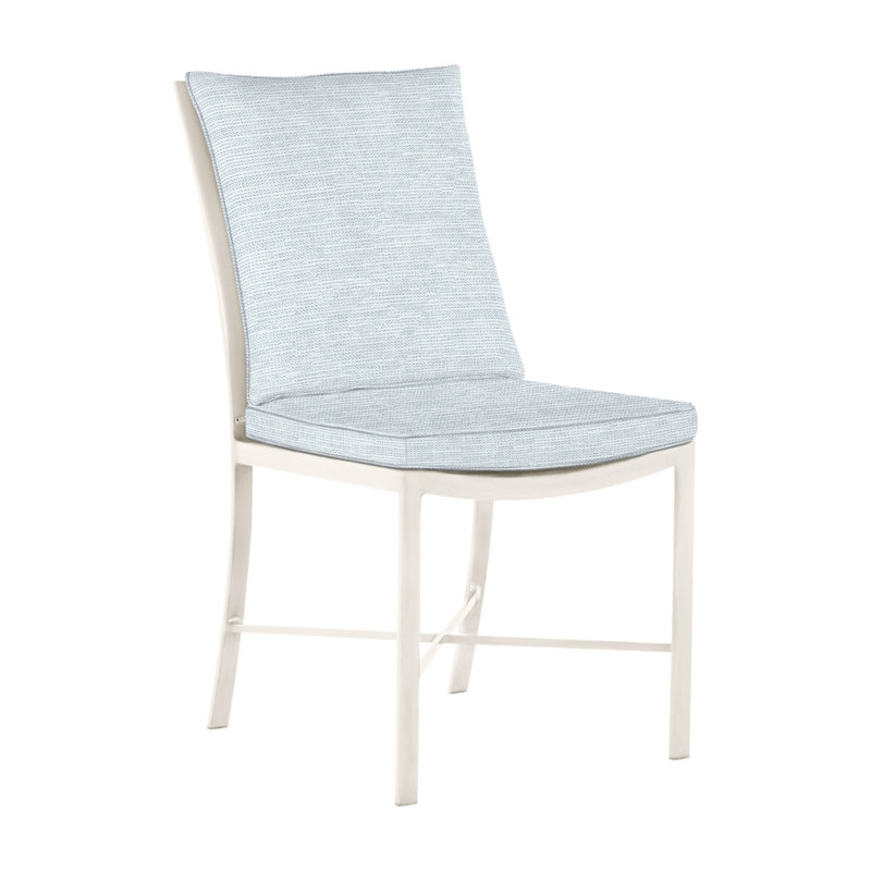 Monaco Patio Dining Side Chair with Cushions, Slate Gray, Paper Sky, Welt