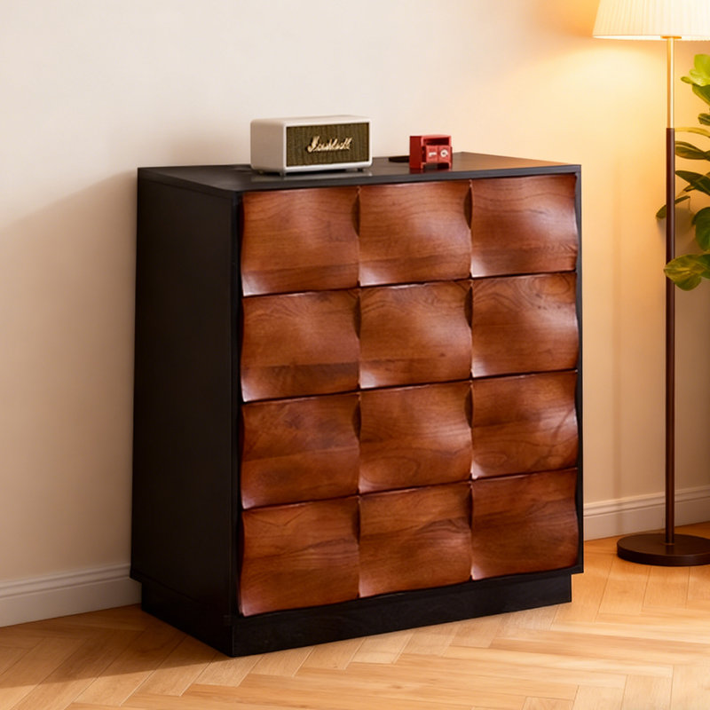Armoire décorative noire + brun foncé massif + bois manufacturé