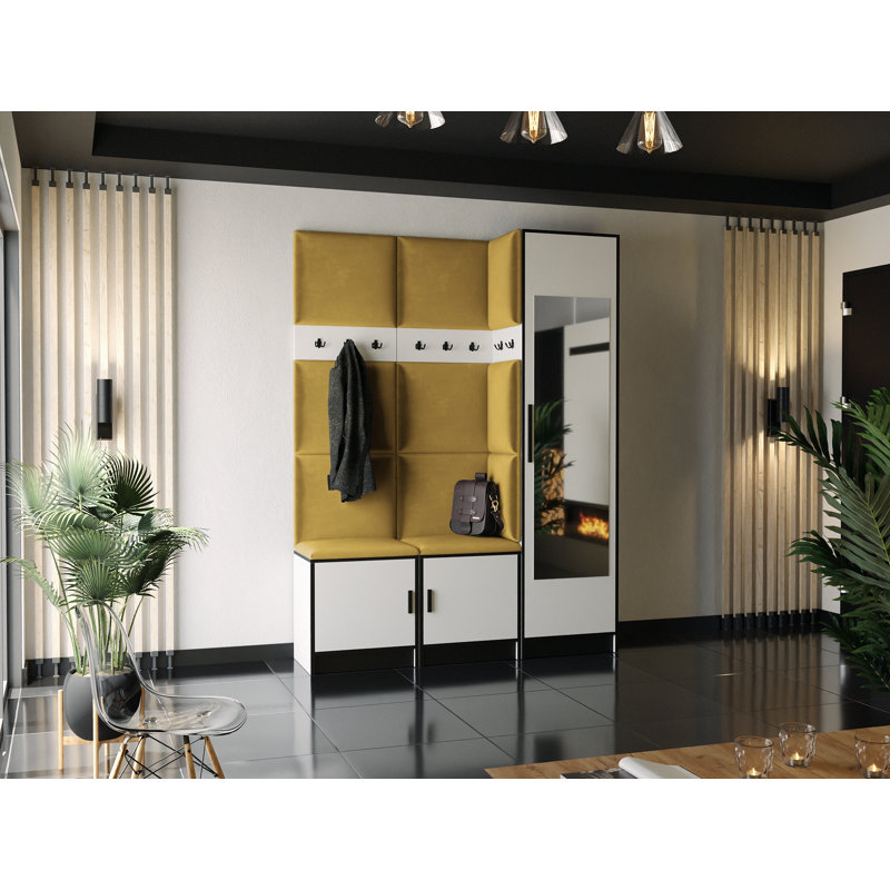 Swainswick Hall Tree 160cm Wide with Bench, White/Yellow