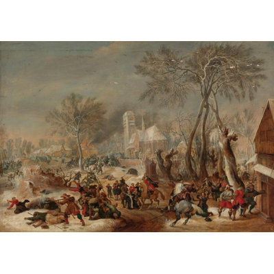 "The Sack of a Village" by  Peter Snayers - Gallery Wrap Canvas Wall Art