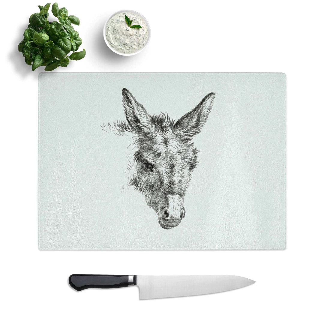 Tempered Glass The Sketch of a Donkey by Jean Bernard Chopping Board