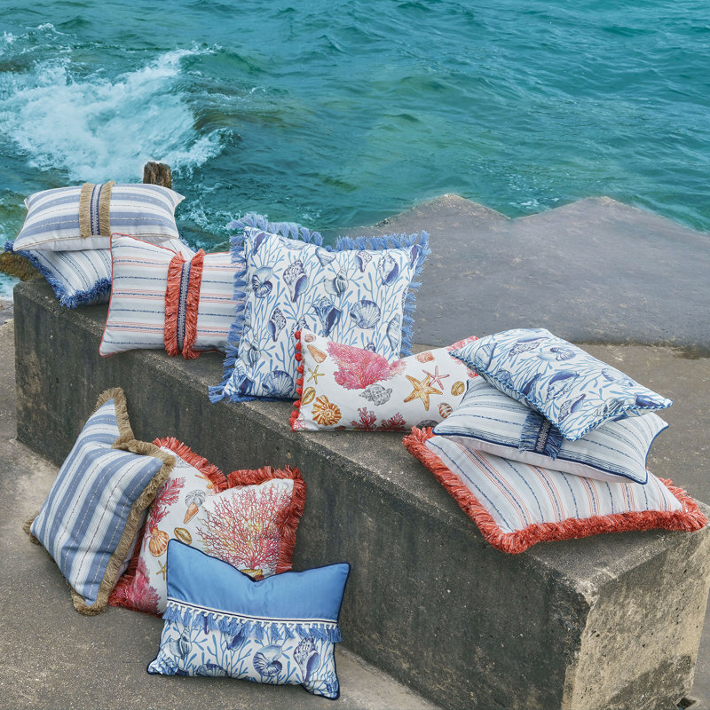 Throw Pillow, Blue/Gray/Orange