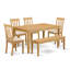 L'ensemble de table de salle à manger 6 pièces contient une table de cuisine rectangulaire et 4 chaises de salle à manger en lin avec banc, en chêne-1943080329-1943080372-1943080373