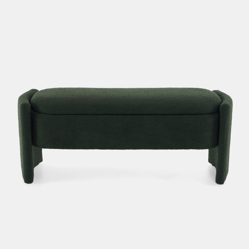 Simple Long shaped Ottoman Bench, Dark Green
