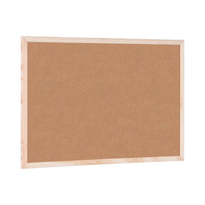 Cork Wood Frame Mounted Reversible Bulletin Board 40cm H x 60cm W