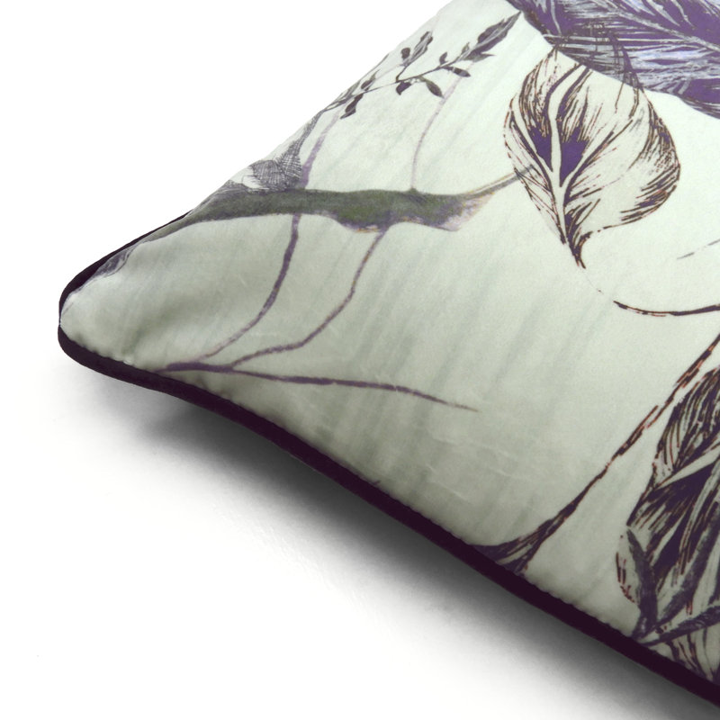 Cousineau Floral Square Throw Cushion, Light Green/Purple, Feathers
