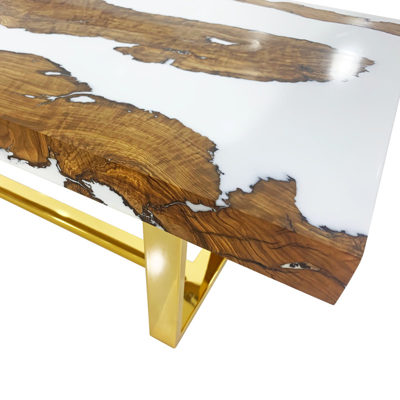 Coffee Table, 17.7" H x 47.2" L x 23.6" W, Ghost White/Brown
