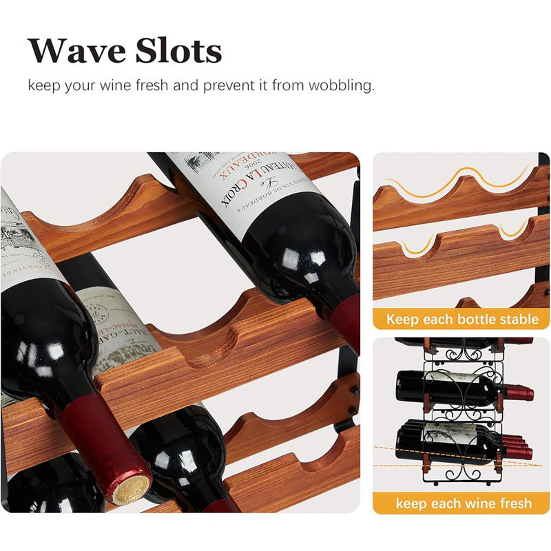 Stackable Wine Rack For 16 Bottles, 4 Tier Wine Storage Cabinet ...