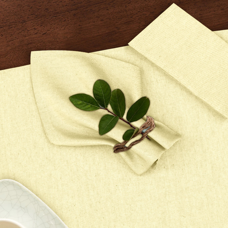 Poly Cotton Square Cloth Napkins Chambray Fabric, Cream