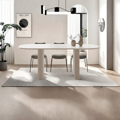 White Oval Solid Wood Dining Table
