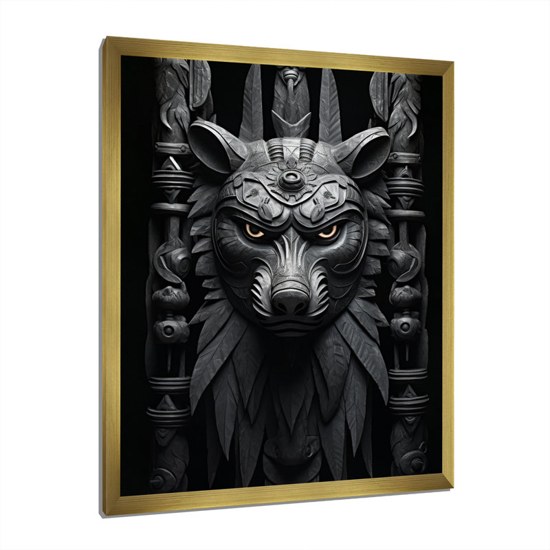 Masque Leylah Native Art Spirit, H 20 po x l 12 po x P 1 po, Encadrement doré