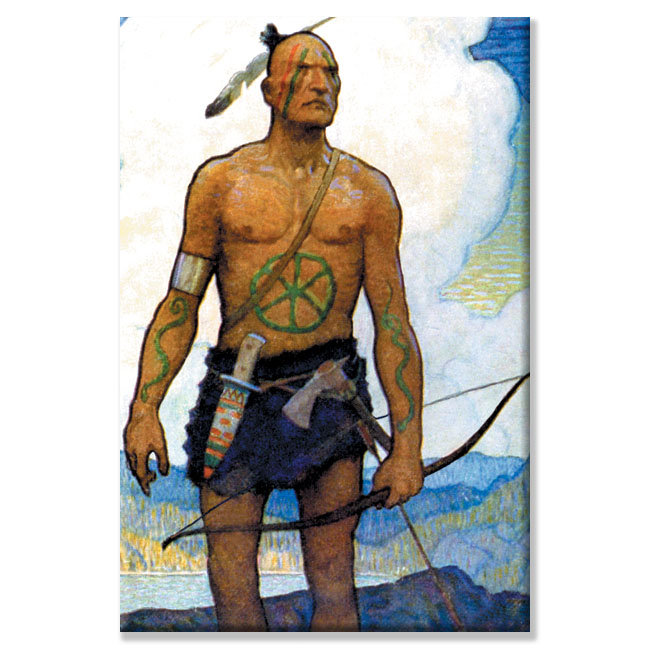 « last of the mohicans » par newell convers wyeth, reproduction d’art sur toile tendue, 24 po x 36 po