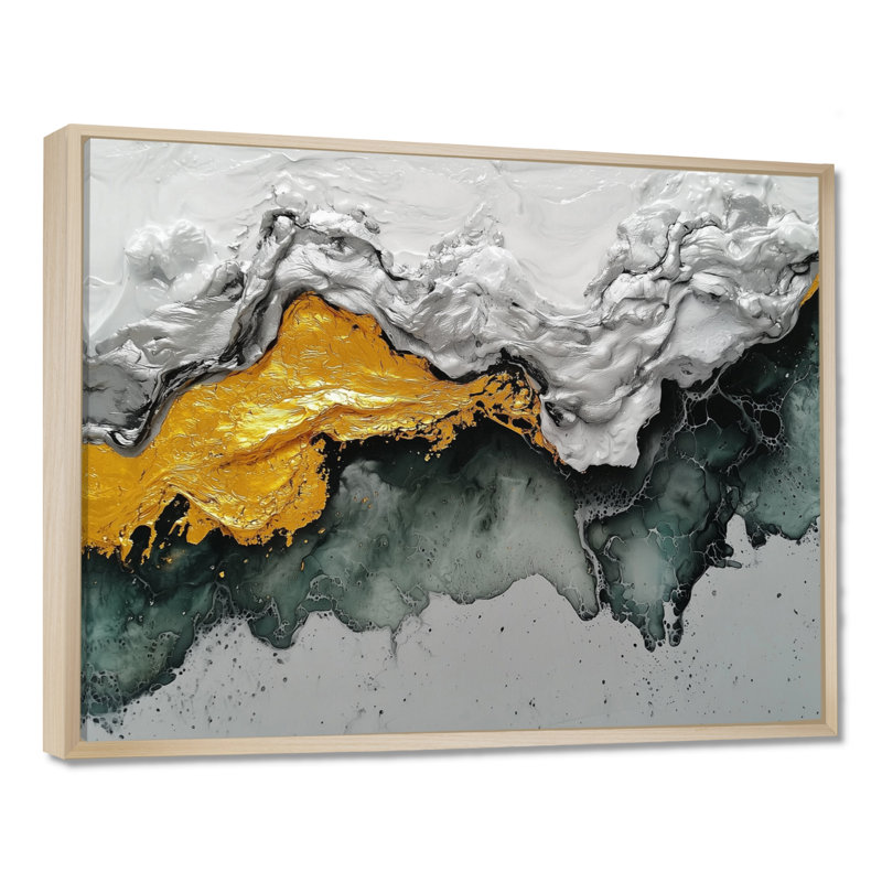 «Tranquil Divide Of Abstract», art sur toile, H 24 po x l 32 po, Cadre flottant, Crème, crème
