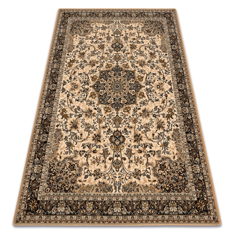Dhrampla Oriental Wool Area Rug, Beige/Green, Rectangle 66 x 100cm
