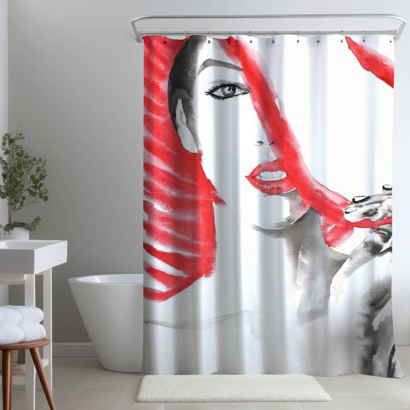Shower Curtain FI73 – Polyester Shower Curtain, Dye Sublimation Print, 71" W × 74" L