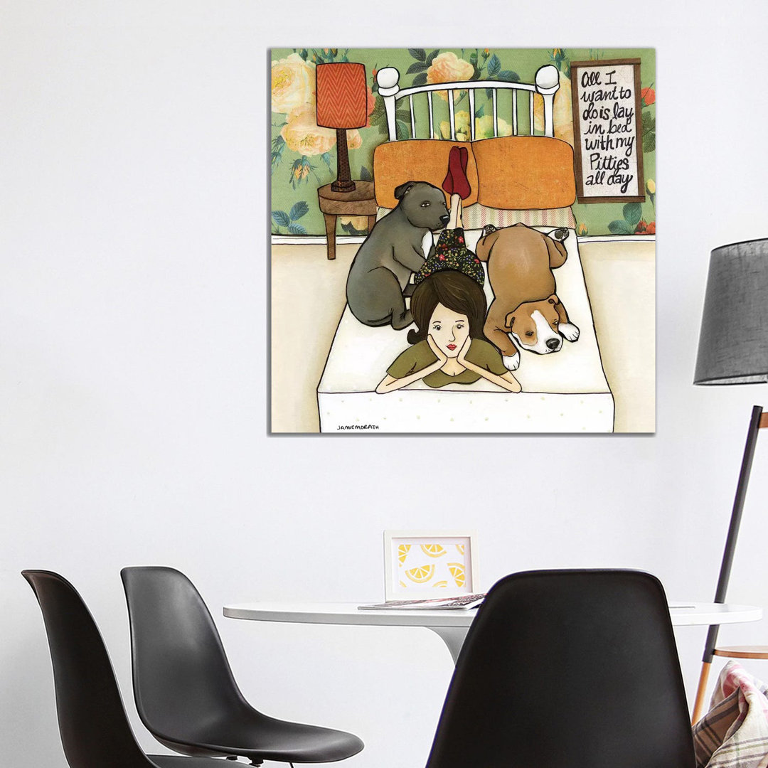 Pitties All Day by Jamie Morath - Print on Canvas