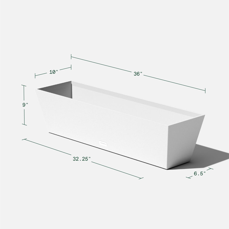 Pure Series Window Box Planter, 9" H x 36" W x 10" D, White, Set of 2