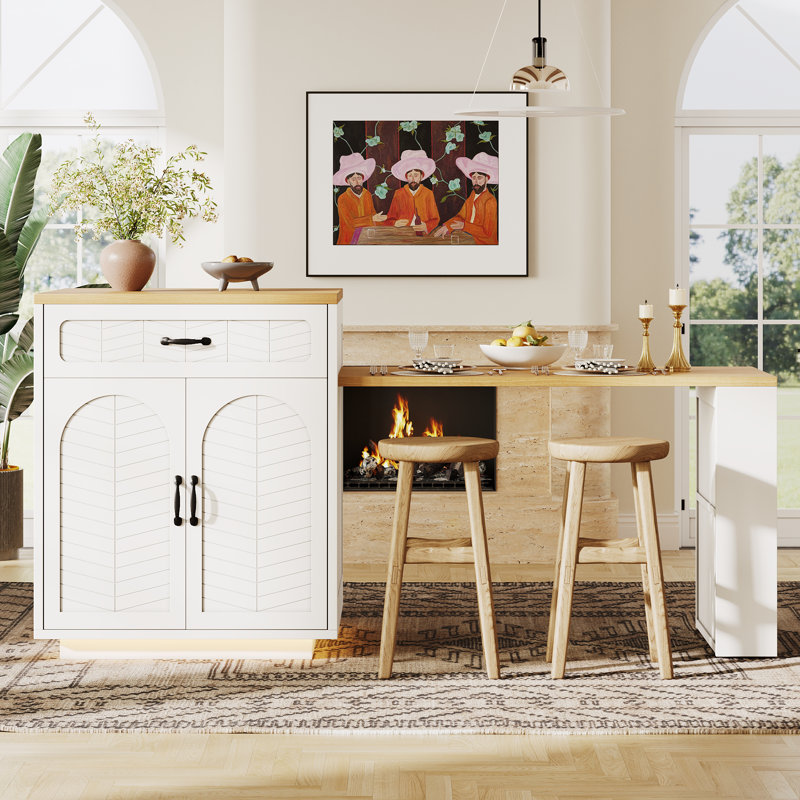 Wood Kitchen Island, White