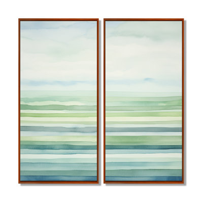 Minimalisme harmonique horizon paysage - Minimalisme grand art mural, impression sur toile abstraite verte de 2
