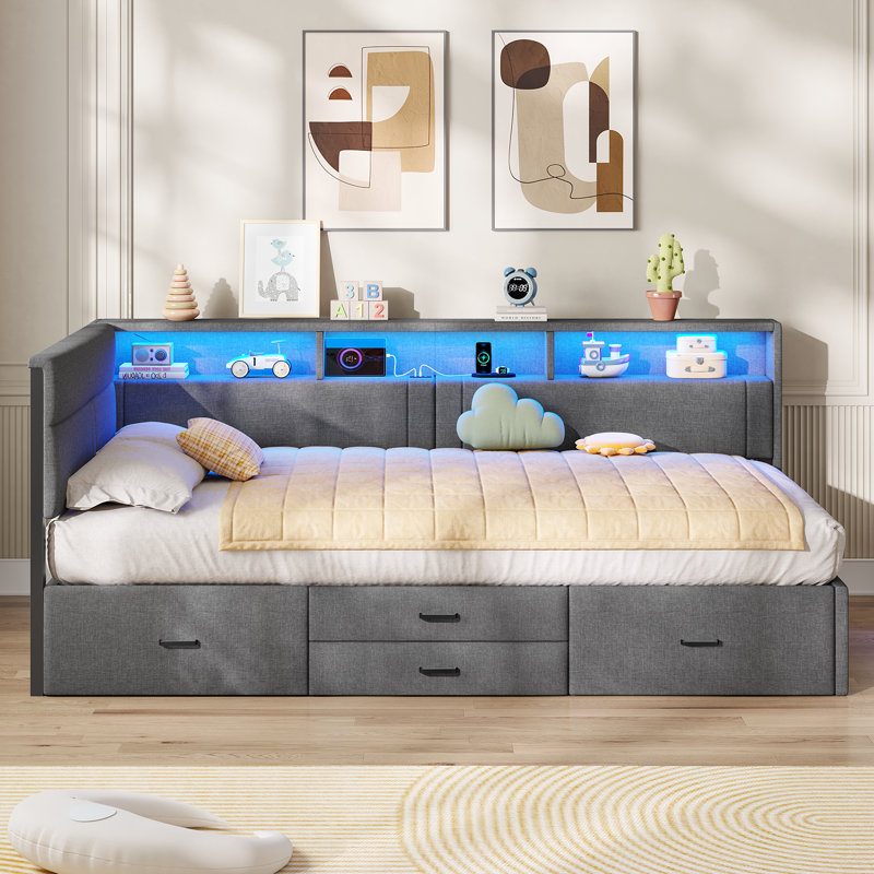Drawers Daybed, Single (3'), Grey
