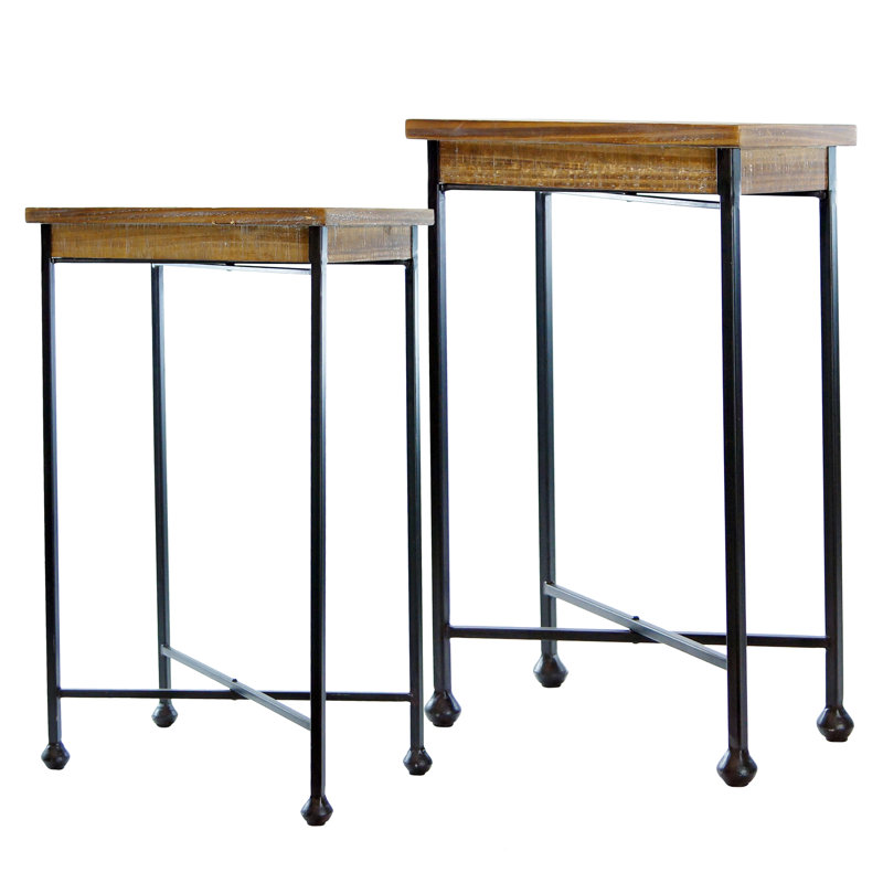 Ensemble de 2 tables d'appoint en métal brun 25 po
