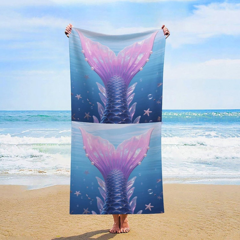 Serviette de plage à séchage rapide en microfibre sirène, 30 x 60 po