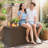 90GAL Outdoor Resin Deck Box Maze Pattern, Patio Toy Storage Furniture For Garden, MAX 485LBS Weight Storag Bench Table For Porch-115749794