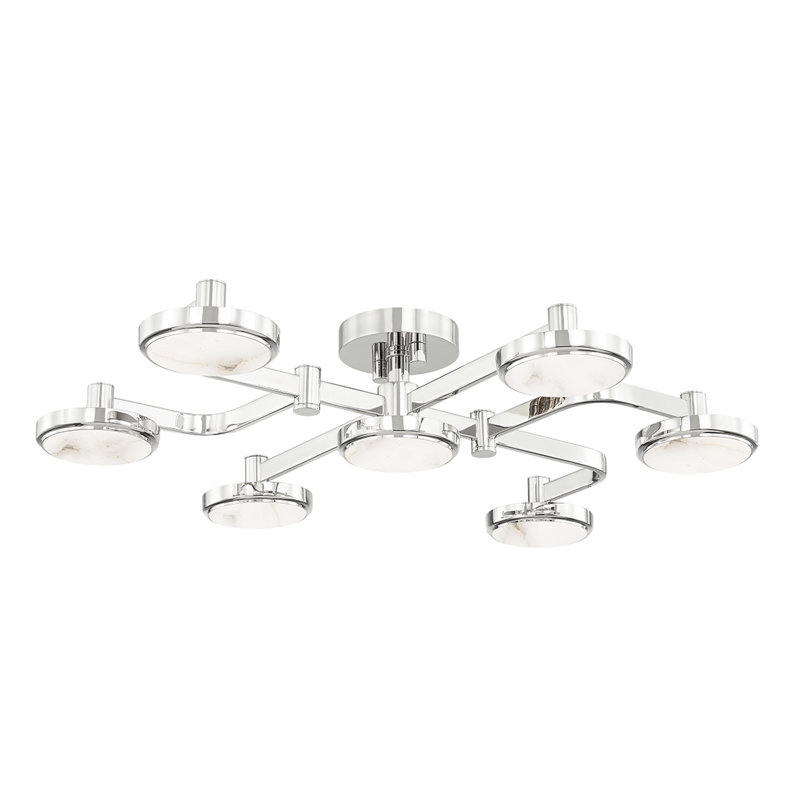 Meander 6 Light LED Chandelier, Polished Nickel