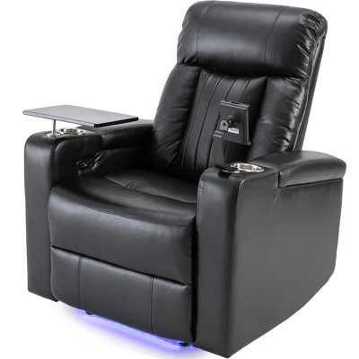 Premium Power Recliner with Storage Arms, Cupholders, Swivel Tray Table and Cell Phone Stand by Brayden Studio