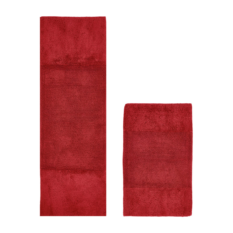 Makaylynn Premium 100% Cotton 2155 GSM 2-Piece Bath Rug Set, OEKO-TEX® Certified, Non-Slip Spray Latex Backing, Plush Tufted, Super Absorbent, Machine Washable Bathroom Rugs, Red