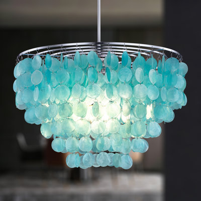 Esmeralda 6-Light Modern Capiz Shell Chandelier Hanging Light Pendant Ceiling Lighting