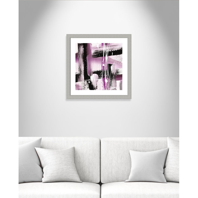 Expressions modernes - tons mauves - peinture encadrée, Argent brossé, H 25 po x l 25 po x P 1,25 po