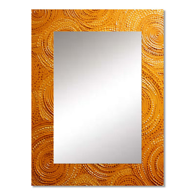 Abstract Orange Swirl Collages VI - Abstract Collages Wall Mirror, Modern Decorative Mirror, Printed Metal Art