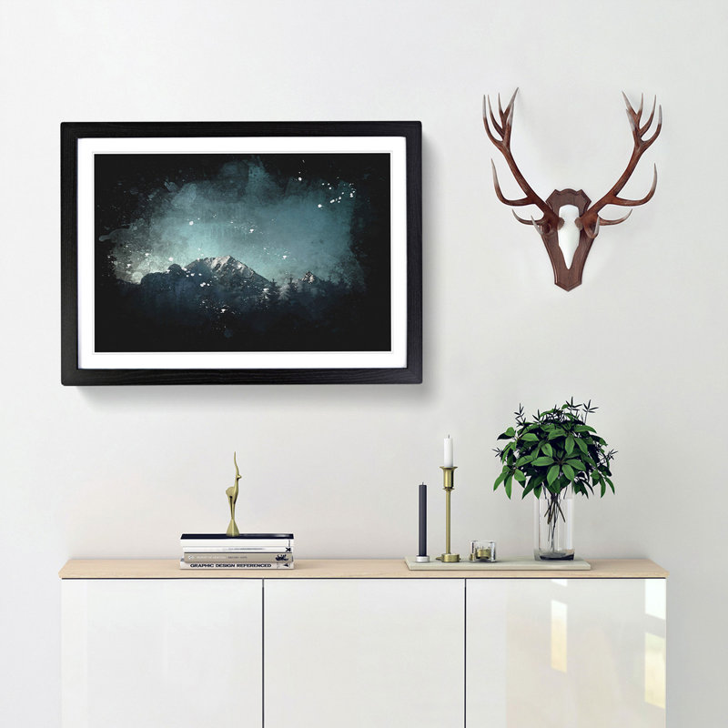 Snow Capped Mountain - Picture Frame Graphic Art, 62cm H x 87cm W x 2cm D, Black Framed